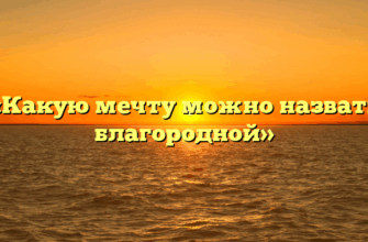 «Какую мечту можно назвать благородной»