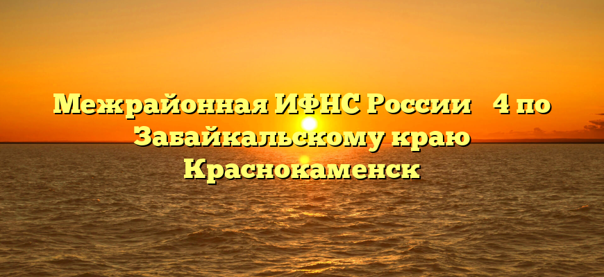 Межрайонная ИФНС России № 4 по Забайкальскому краю Краснокаменск