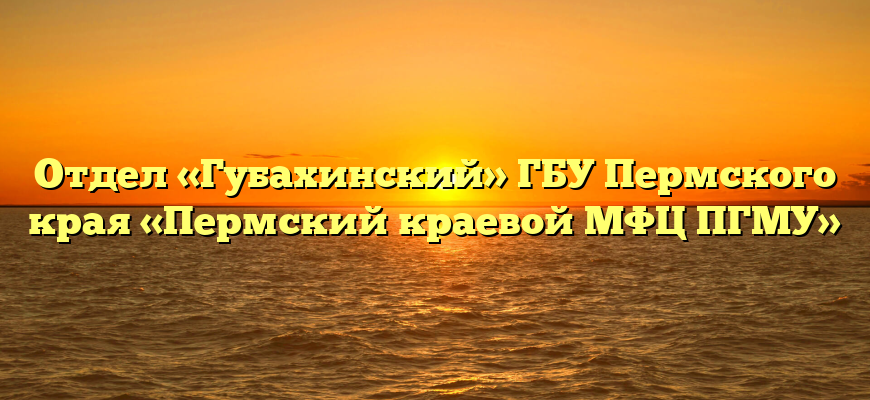 Отдел «Губахинский» ГБУ Пермского края «Пермский краевой МФЦ ПГМУ»