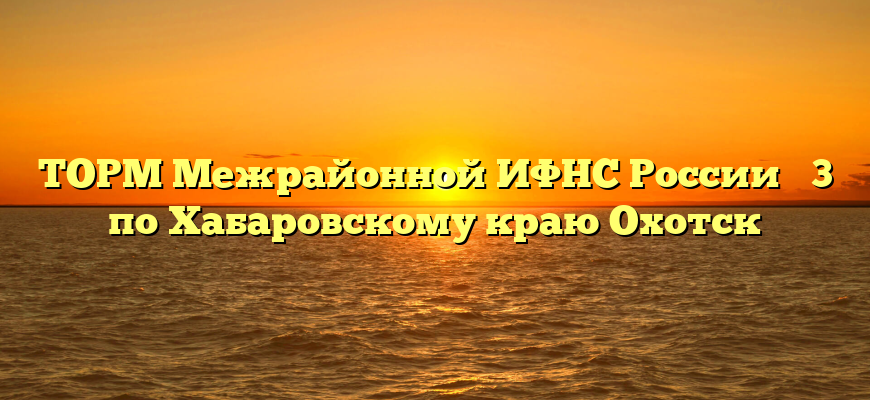 ТОРМ Межрайонной ИФНС России № 3 по Хабаровскому краю Охотск