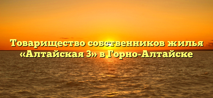 Товарищество собственников жилья «Алтайская 3» в Горно-Алтайске