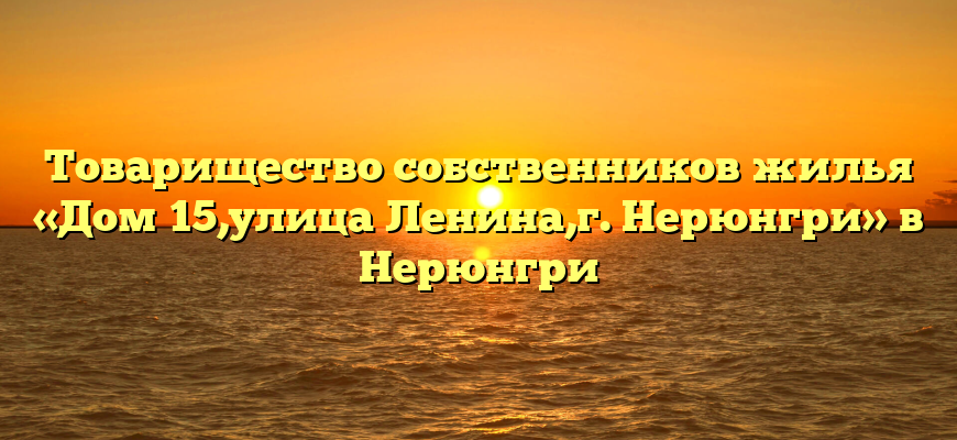 Товарищество собственников жилья «Дом 15,улица Ленина,г. Нерюнгри» в Нерюнгри