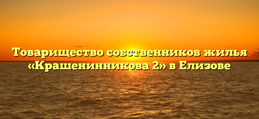 Товарищество собственников жилья «Крашенинникова 2» в Елизове