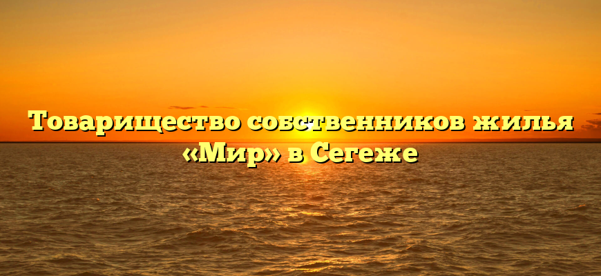 Товарищество собственников жилья «Мир» в Сегеже