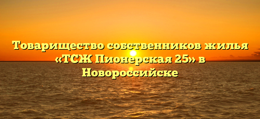 Товарищество собственников жилья «ТСЖ Пионерская 25» в Новороссийске