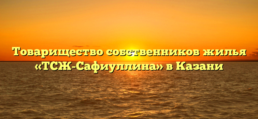 Товарищество собственников жилья «ТСЖ-Сафиуллина» в Казани