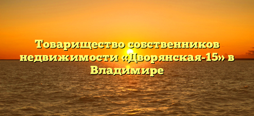 Товарищество собственников недвижимости «Дворянская-15» в Владимире