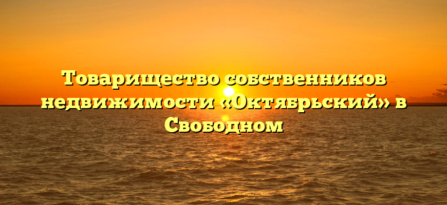 Товарищество собственников недвижимости «Октябрьский» в Свободном