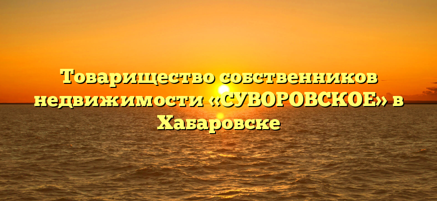 Товарищество собственников недвижимости «СУВОРОВСКОЕ» в Хабаровске