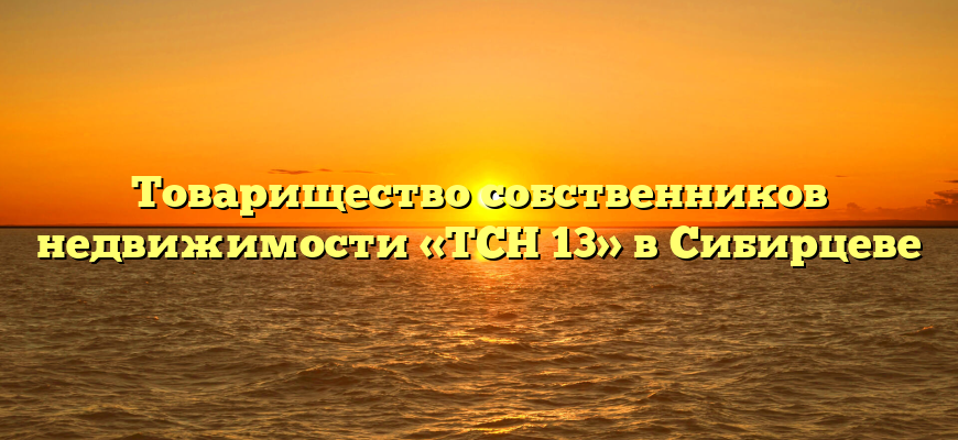Товарищество собственников недвижимости «ТСН 13» в Сибирцеве