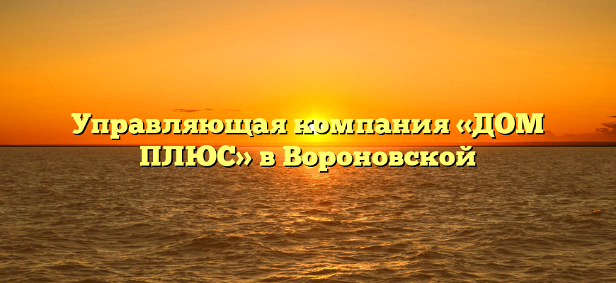 Управляющая компания «ДОМ ПЛЮС» в Вороновской