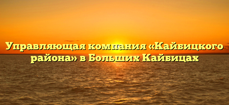 Управляющая компания «Кайбицкого района» в Больших Кайбицах