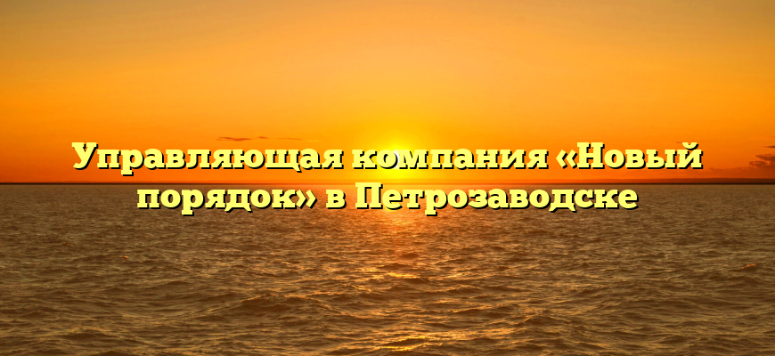 Управляющая компания «Новый порядок» в Петрозаводске