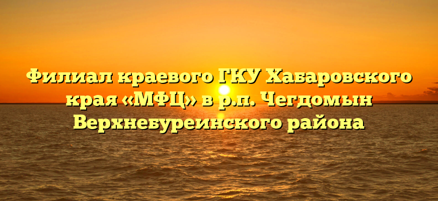 Филиал краевого ГКУ Хабаровского края «МФЦ» в р.п. Чегдомын Верхнебуреинского района