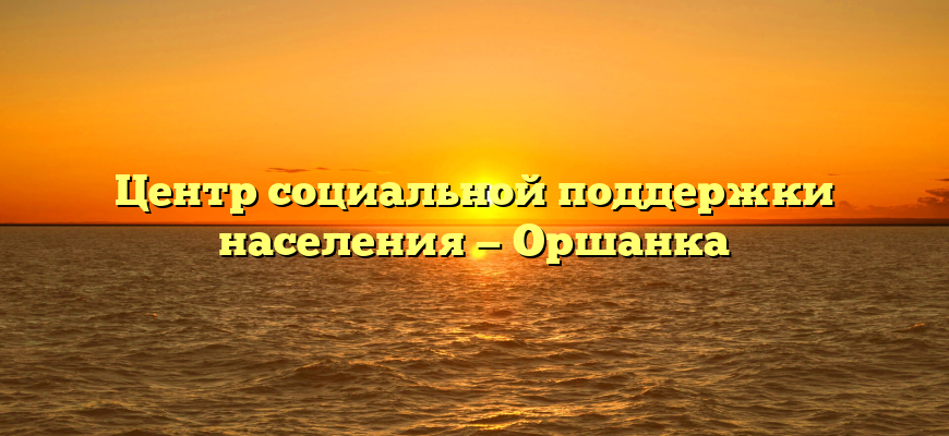 Центр социальной поддержки населения — Оршанка