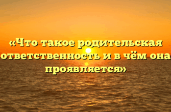 «Что такое родительская ответственность и в чём она проявляется»