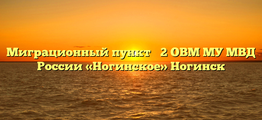 Миграционный пункт № 2 ОВМ МУ МВД России «Ногинское» Ногинск