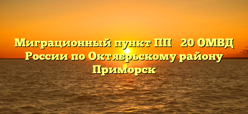 Миграционный пункт ПП № 20 ОМВД России по Октябрьскому району Приморск