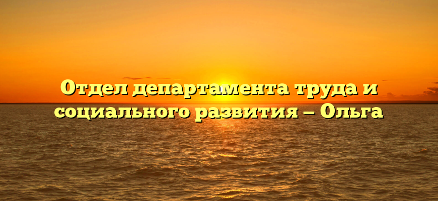Отдел департамента труда и социального развития — Ольга