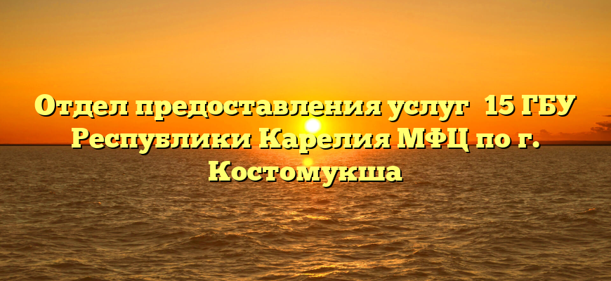Отдел предоставления услуг №15 ГБУ Республики Карелия МФЦ по г. Костомукша