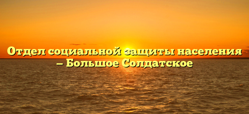 Отдел социальной защиты населения — Большое Солдатское