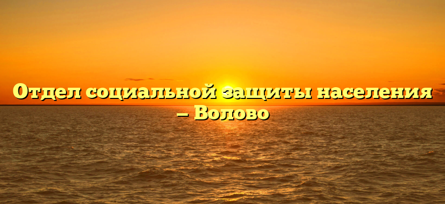 Отдел социальной защиты населения — Волово