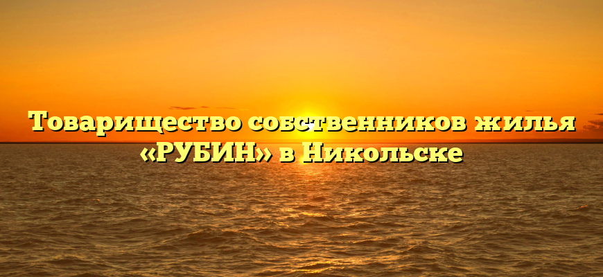 Товарищество собственников жилья «РУБИН» в Никольске