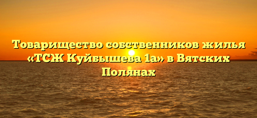 Товарищество собственников жилья «ТСЖ Куйбышева 1а» в Вятских Полянах