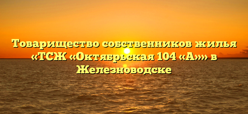 Товарищество собственников жилья «ТСЖ «Октябрьская 104 «А»» в Железноводске