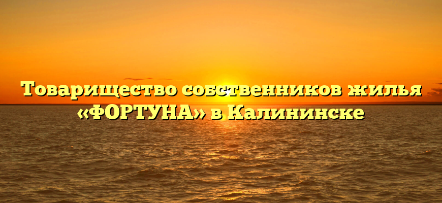 Товарищество собственников жилья «ФОРТУНА» в Калининске
