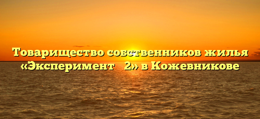 Товарищество собственников жилья «Эксперимент № 2» в Кожевникове
