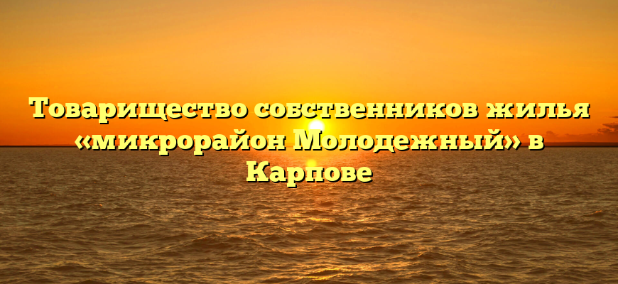 Товарищество собственников жилья «микрорайон Молодежный» в Карпове