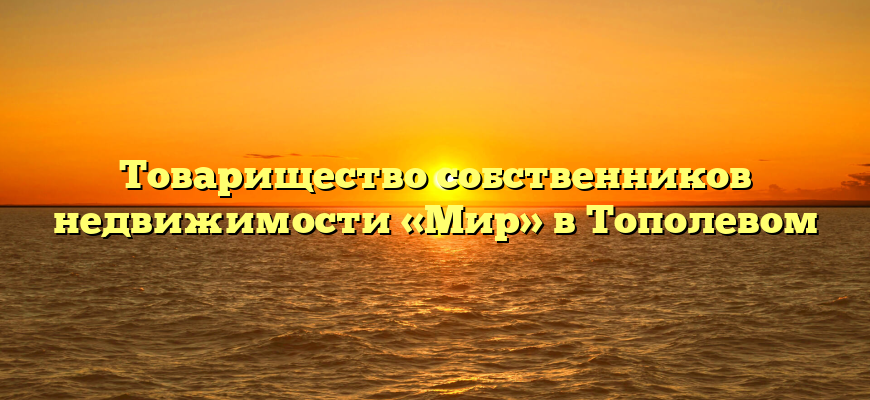 Товарищество собственников недвижимости «Мир» в Тополевом