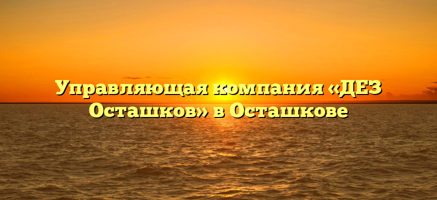 Управляющая компания «ДЕЗ Осташков» в Осташкове