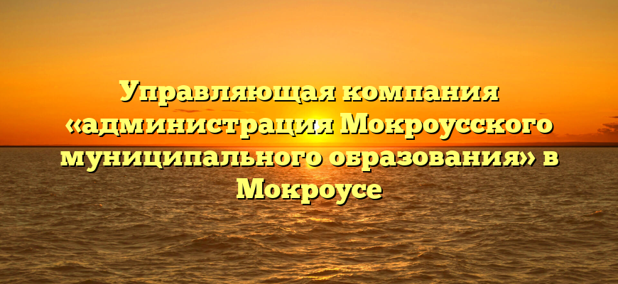 Управляющая компания «администрация Мокроусского муниципального образования» в Мокроусе