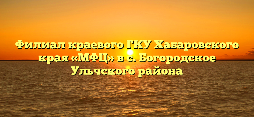 Филиал краевого ГКУ Хабаровского края «МФЦ» в с. Богородское Ульчского района