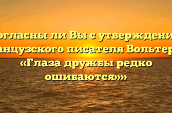 «Согласны ли Вы с утверждением французского писателя Вольтера — «Глаза дружбы редко ошибаются»»