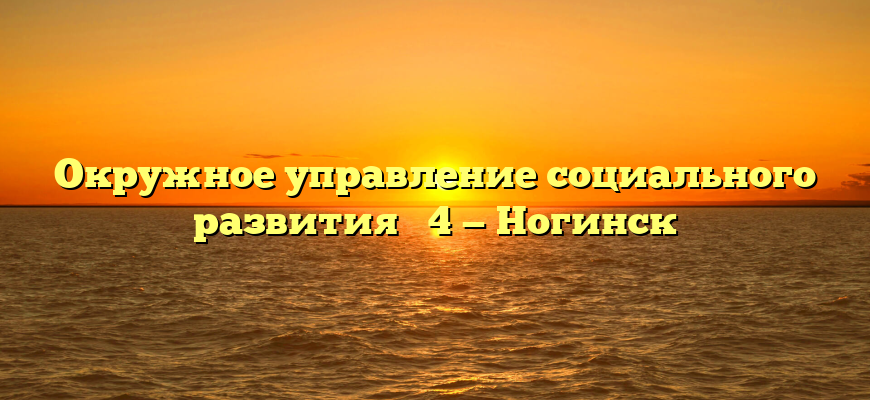 Окружное управление социального развития № 4 — Ногинск