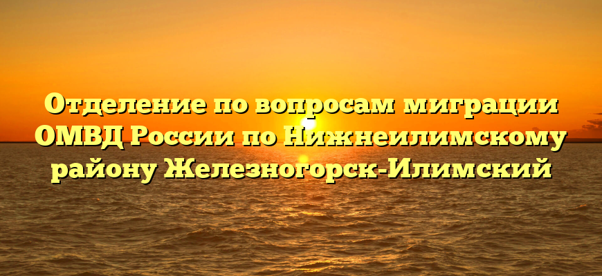 Отделение по вопросам миграции ОМВД России по Нижнеилимскому району Железногорск-Илимский