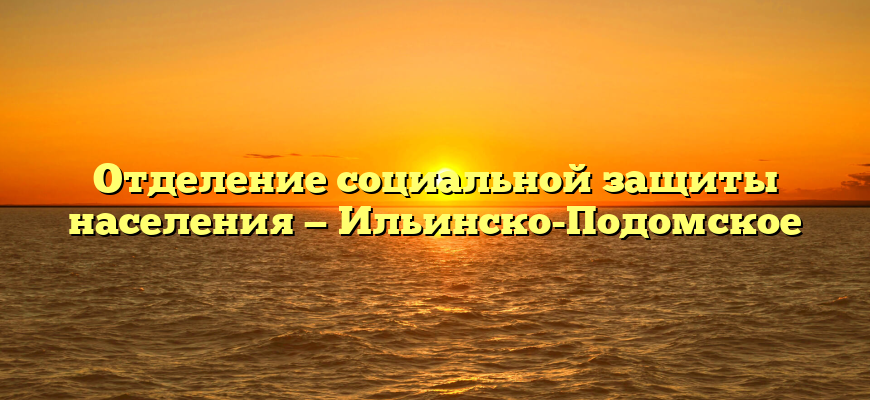 Отделение социальной защиты населения — Ильинско-Подомское