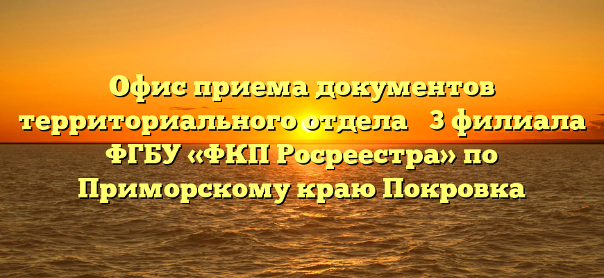 Офис приема документов территориального отдела № 3 филиала ФГБУ «ФКП Росреестра» по Приморскому краю Покровка