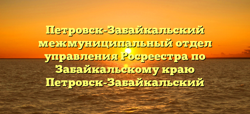 Петровск-Забайкальский межмуниципальный отдел управления Росреестра по Забайкальскому краю Петровск-Забайкальский