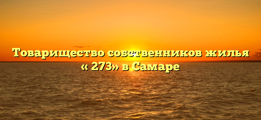Товарищество собственников жилья «№273» в Самаре