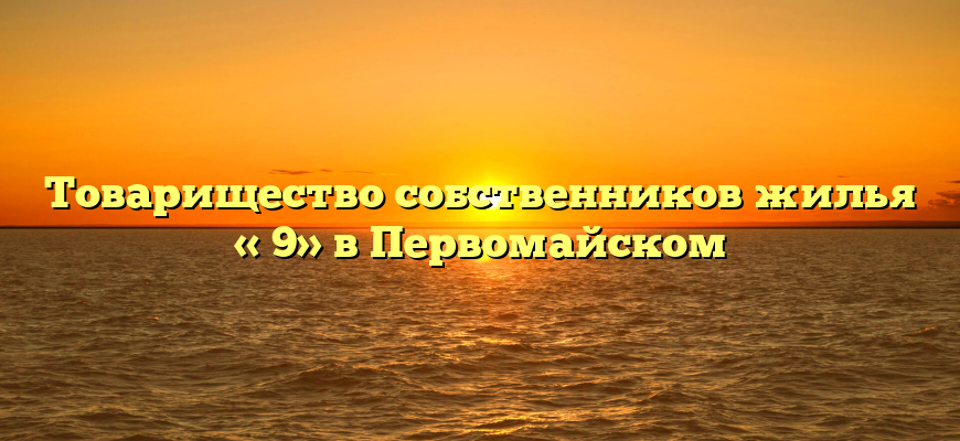 Товарищество собственников жилья «№9» в Первомайском