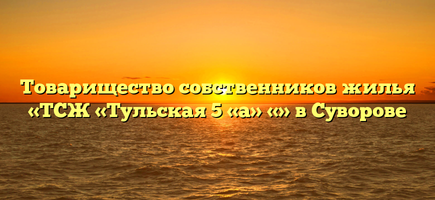 Товарищество собственников жилья «ТСЖ «Тульская 5 «а» «» в Суворове
