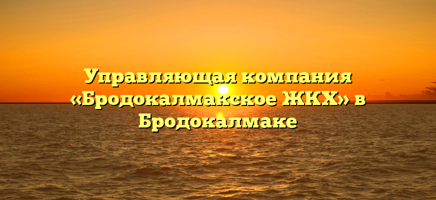 Управляющая компания «Бродокалмакское ЖКХ» в Бродокалмаке