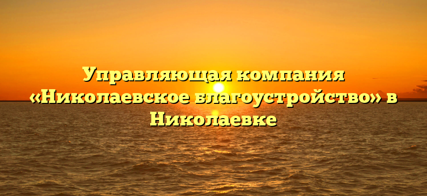 Управляющая компания «Николаевское благоустройство» в Николаевке