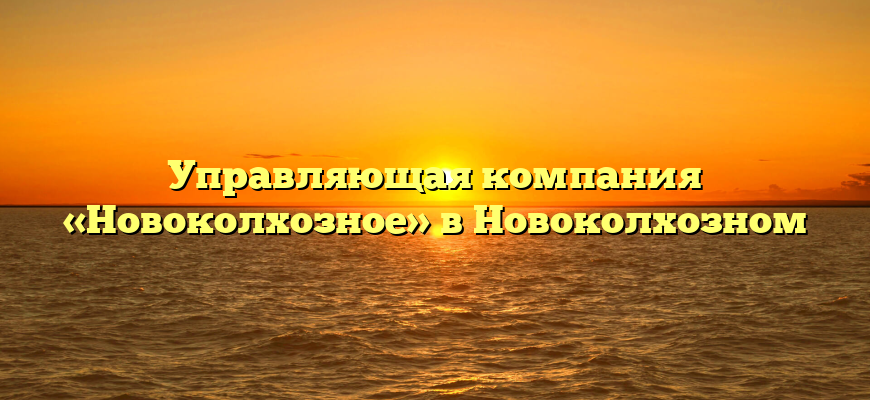 Управляющая компания «Новоколхозное» в Новоколхозном