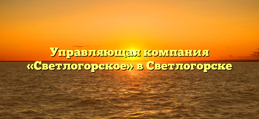 Управляющая компания «Светлогорское» в Светлогорске