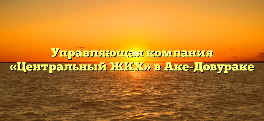 Управляющая компания «Центральный ЖКХ» в Аке-Довураке